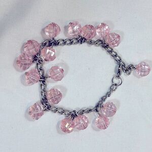 Pretty Silver Bracelet with Pink Beads
